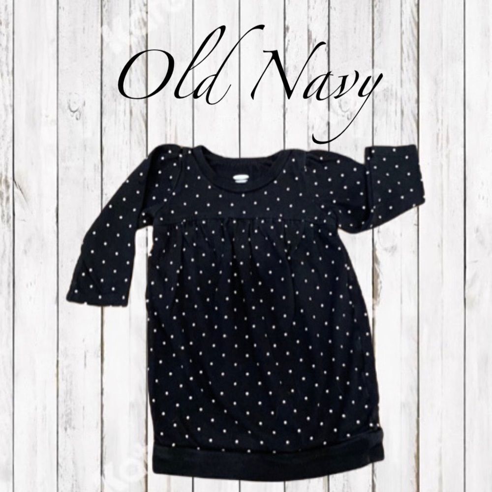 OLD NAVY Infant Dress Black Polka Dot Poof Casual Long Sleeve 6-12 M - Picture 1 of 7